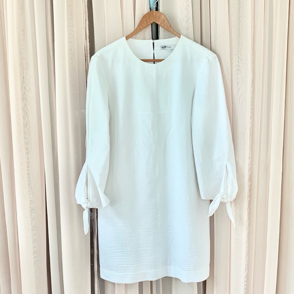 Tibi | Little White Dress Tie sleeves